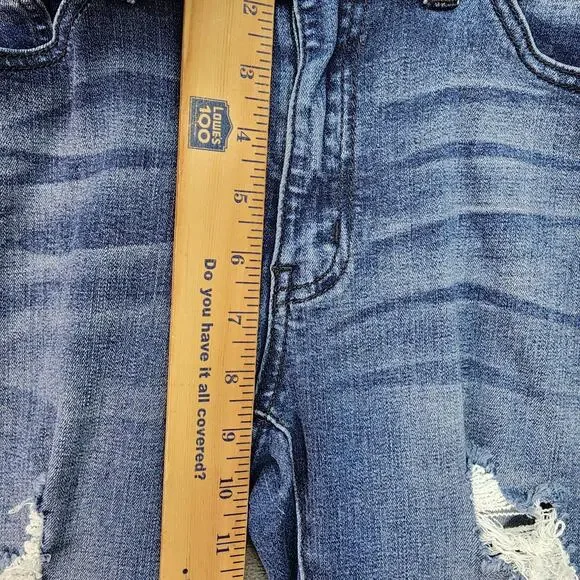 Kancan Denim Jeans Womens 9/28 Blue Stretchy Cotton Distressed Zip Fly Casual - Picture 8 of 12